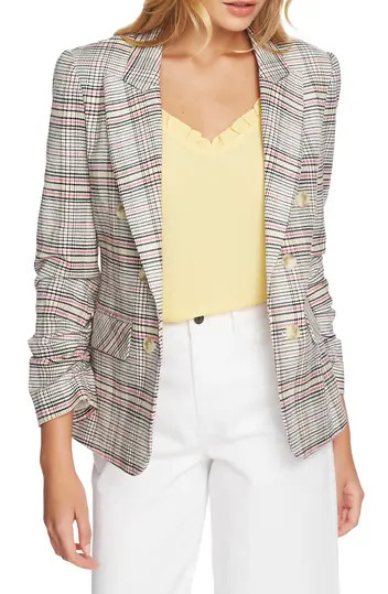 Cassia Ruched Sleeve Plaid Blazer | Nordstrom Rack