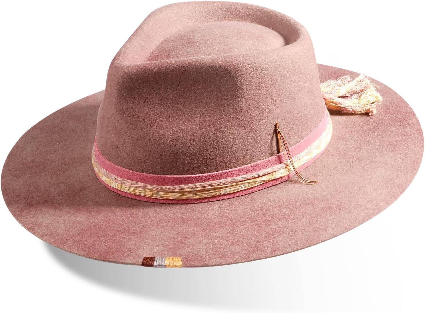 RUEDIGER Wide Brim Fedora Hats for Men Women 100% Wool Felt Panama Rancher Hat with Lightning Log... | Amazon (US)
