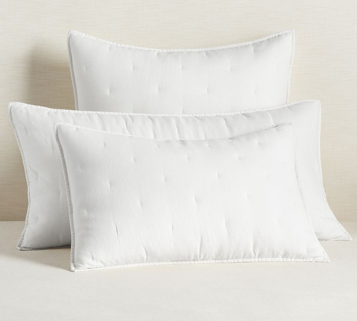 Belgian Flax Linen Tufted Quilted Sham, Rosewood Blush, King, Set of 2 | Pottery Barn (US)