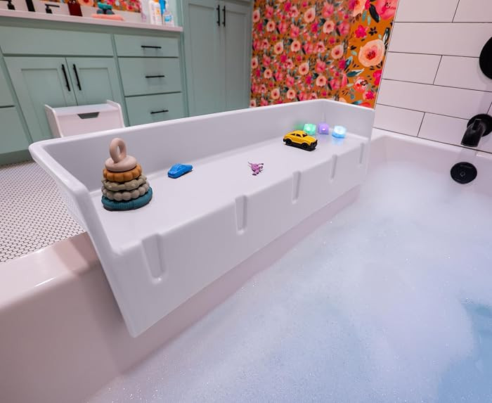 Tub Topper® Bathtub Splash Guard & Bath Shelf for Kids – Toddler Bath Tray, Bath Toys Storage ... | Amazon (US)
