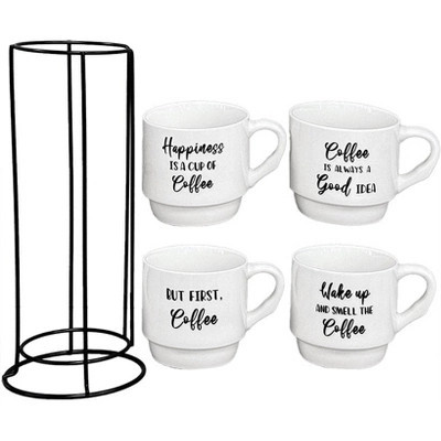 The Lakeside Collection Stoneware Stackable Coffee Mug Set with Stand - | Target