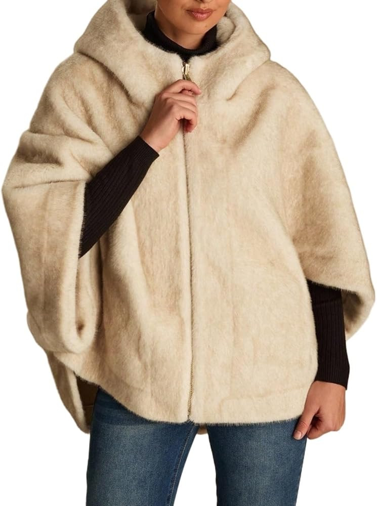 Womens Faux Fur Coat Elegant Hooded Front Zipper And Faux Fur Jacket For Fall Winter | Amazon (US)