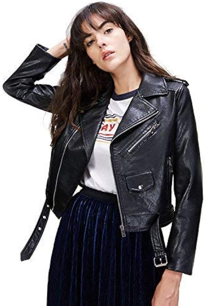 LY VAREY LIN Women's Faux Leather Motorcycle Jacket PU Slim Short Biker Coat | Amazon (CA)