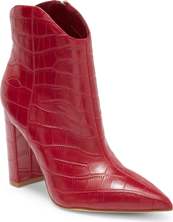 Marc Fisher Lezari Croc Embossed Pointy Toe Bootie (Women) | Nordstromrack | Nordstrom Rack