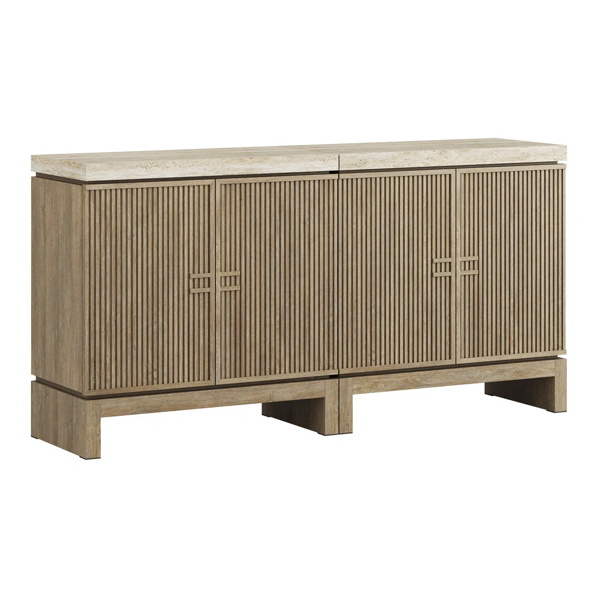 2 Door Sideboard Buffet Cabinet, Travertine Greige - Set of 2 (Set of 2) | Wayfair North America