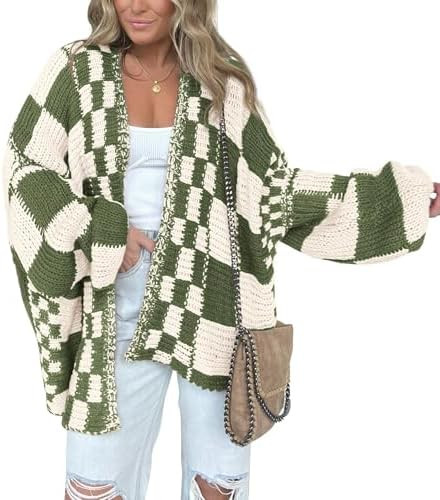 BTFBM Casual Cardigan Sweater for Women Fall 2026 Long Sleeve Open Front Chunky Knit Sweaters Che... | Amazon (US)