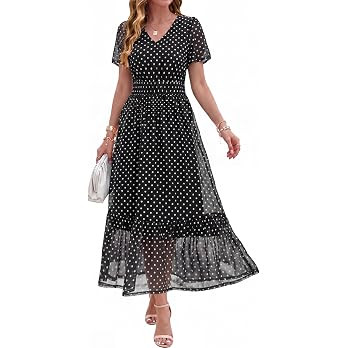Simplee Womens Summer Floral Maxi Dress Boho Wedding Guest Long Dress Short Sleeve V Neck Vacatio... | Amazon (US)