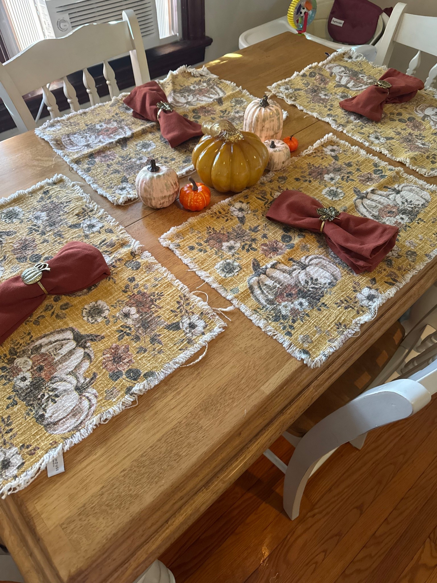 Our fall table set up! Fall is my absolute favorite season. I love to soak up the perfect crisp weather, and sprinkle mini pumpkins wherever. 

Below are some of the exact links, however the tables and chairs we thirfted. The placemats are from Homegoods— so I could not find a link. 🍂

#LTKSeasonal #LTKSaleAlert #LTKHome