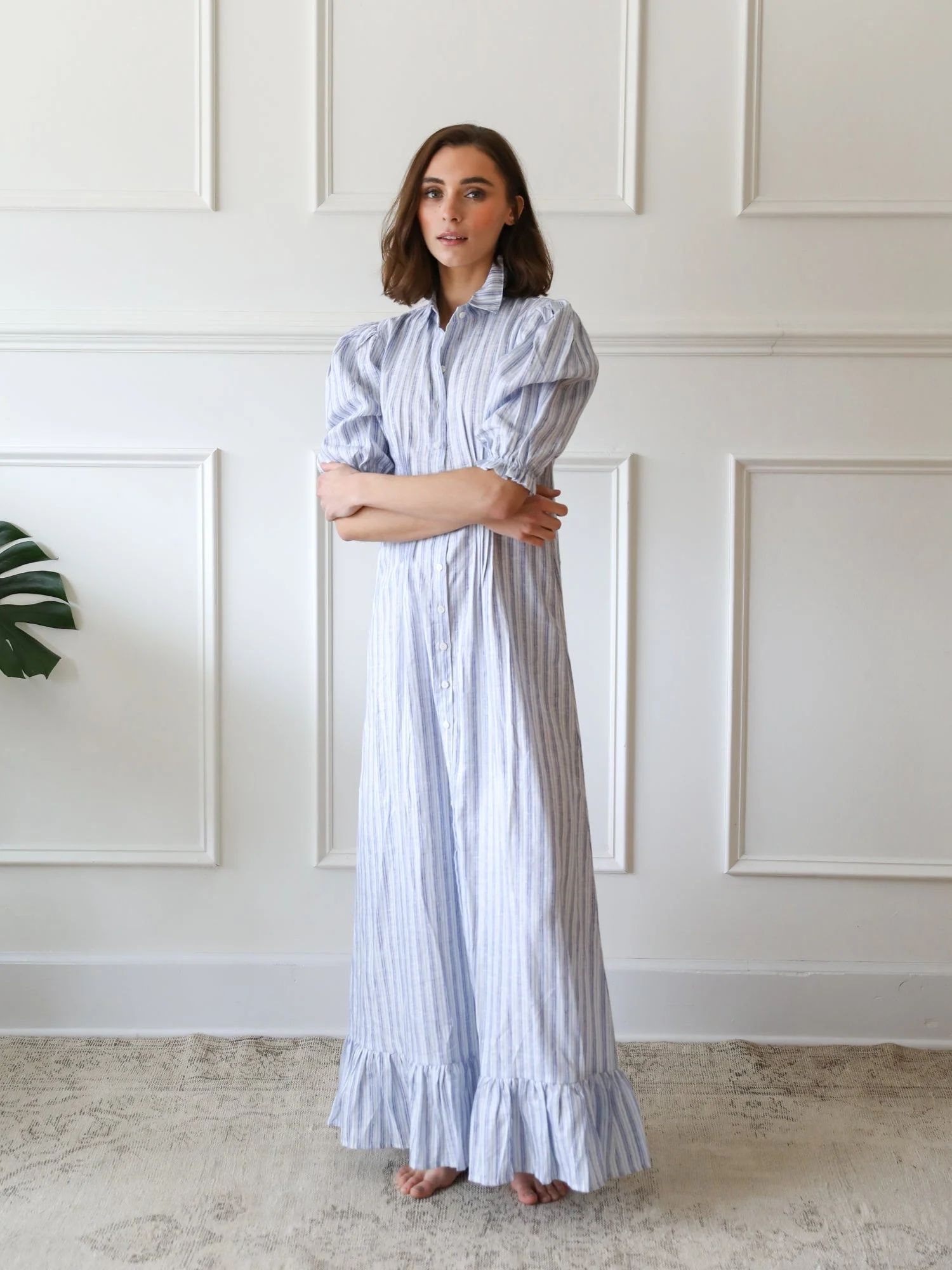 Shop Mille - Laurel Dress in Montauk Stripe Linen | Mille