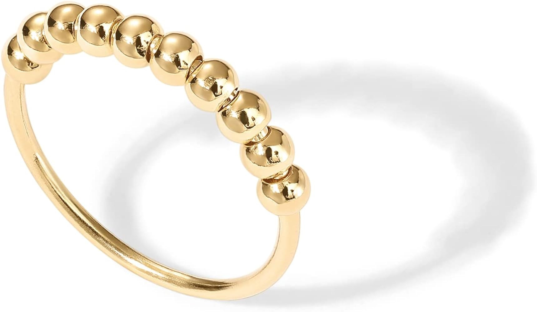 PAVOI 14K Gold Plated Anxiety Ring for Women Men | Spinner Anxiety Ring | Anxiety Ring with Beads... | Amazon (US)