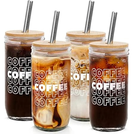 Amazon.com | Iced Coffee Cup, Iced Coffee Cups with Lids and Straws, Beer Can Glass with Lids and St | Amazon (US)