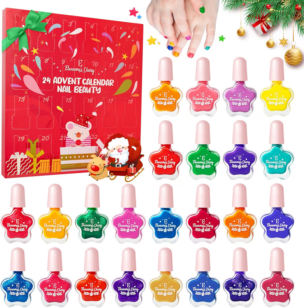 Eleanore's Diary Christmas Kids Nail Polish Set, 24X5ml Non-Toxic Peel-Off Quick Dry Nail Polish ... | Amazon (US)