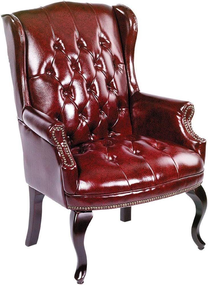 Boss Office Products Wingback Traditional Guest Chair in Burgundy | Amazon (US)