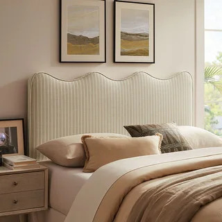 Athena Striped Fabric Upholstered Headboard - Bed Bath & Beyond - 43997051 | Bed Bath & Beyond
