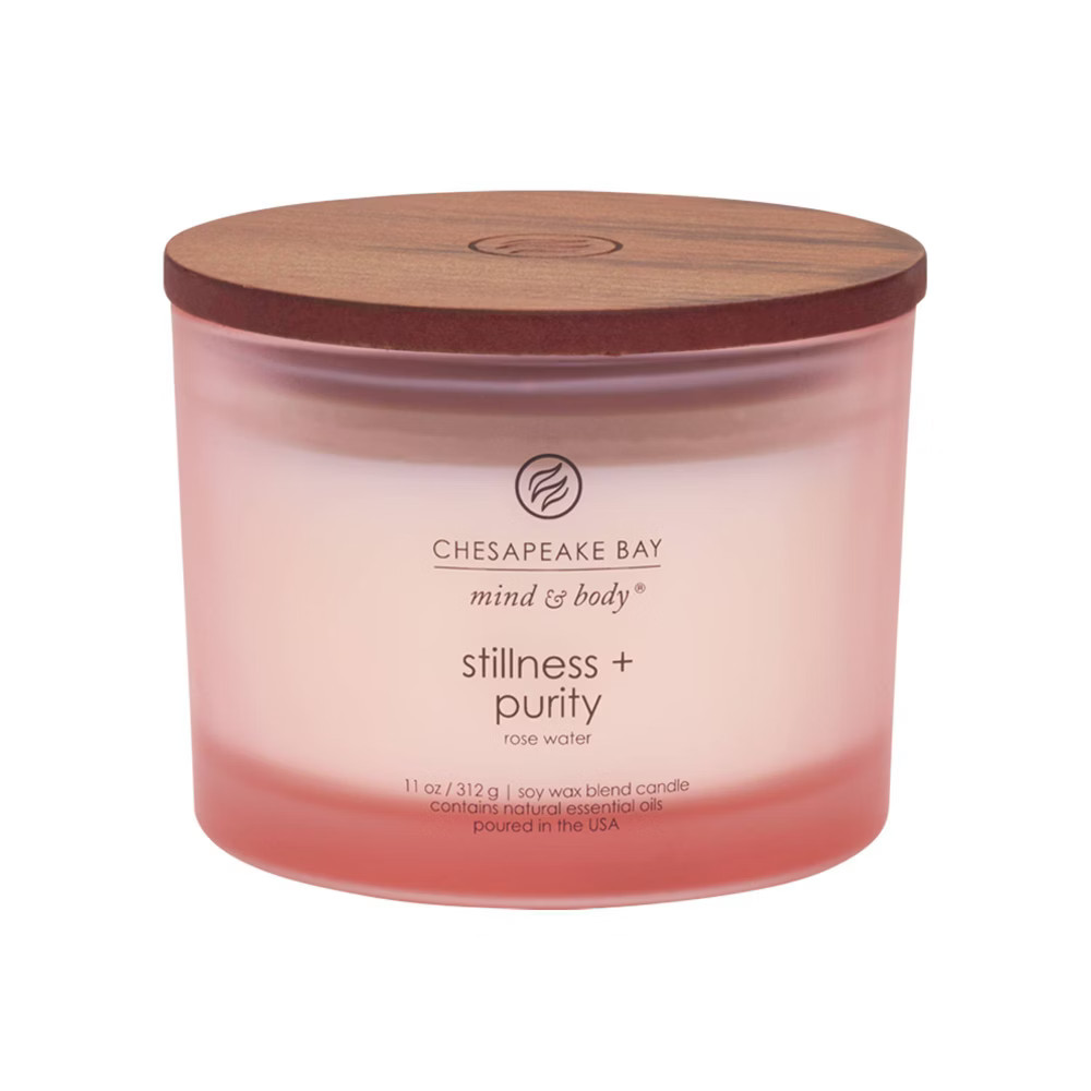 11oz Glass Jar 3-Wick Candle Stillness + Purity - Mind & Body by Chesapeake Bay Candle, Pink | Target
