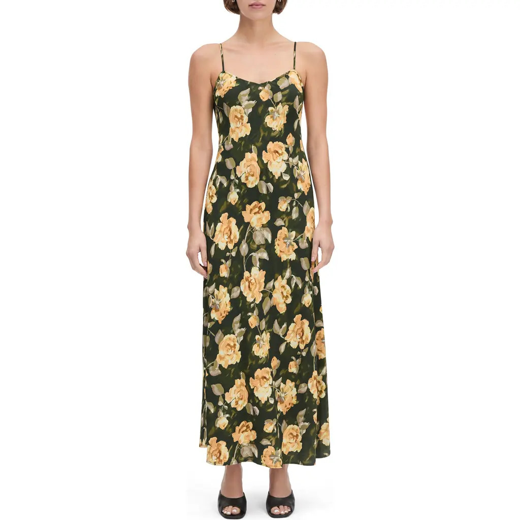 Favorite Daughter The Favorite Floral Maxi Slipdress in Golden Flowerbed at Nordstrom, Size Medium | Nordstrom