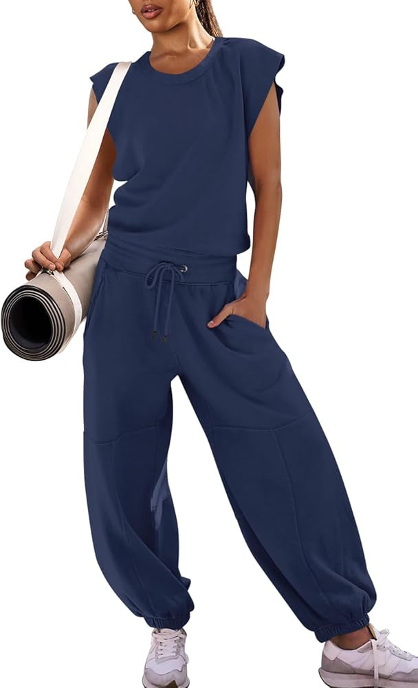 LAMISSCHE Womens Oversized Wide Leg Jumpsuit with Pockets Elastic Waist Workout Onesie Romper Ope... | Amazon (US)