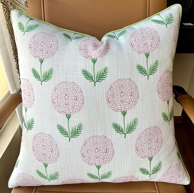 Blush Pink Botanical Print Throw Pillow Cover - 20x20 Inch Cotton Blend - Konkan Floral | Amazon (US)