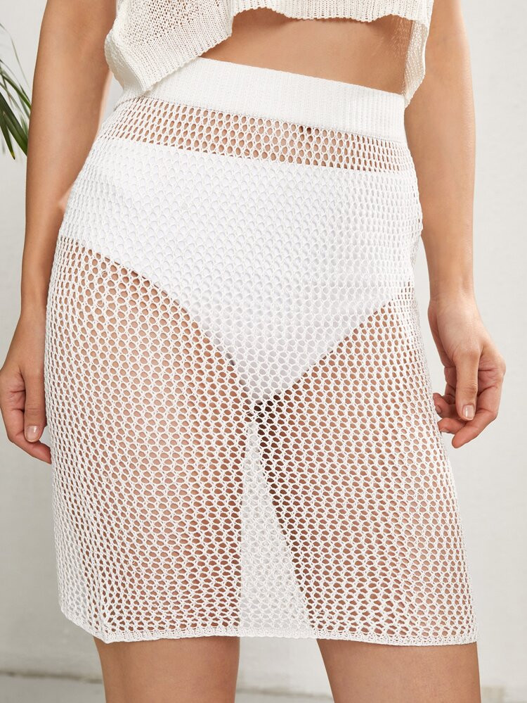 Crochet Hollow-out Cover Up Skirt | SHEIN