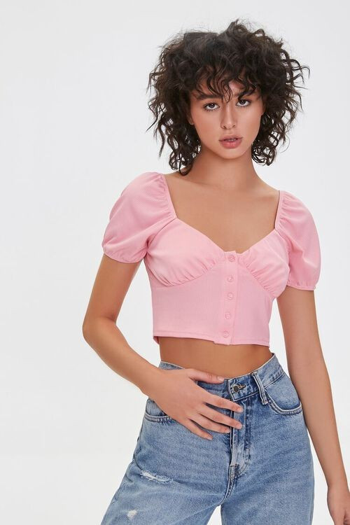 Puff-Sleeve Crop Top | Forever 21 (US)