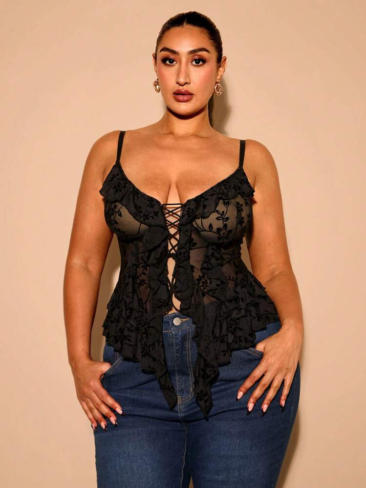 SHEIN BAE Plus Size Women Spaghetti Strap Tank Tops & Vests, Bow Decor, Summer Dresses, Elegant H... | SHEIN