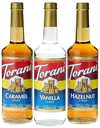 Torani Coffee Syrup Variety Pack - Vanilla, Caramel, Hazelnut, 3-Count, 25.4-Ounce Bottles | Amazon (US)