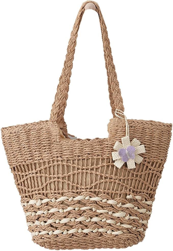 Rejolly Straw Tote Bag for Women Summer Vacation Beach Handbags Boho Rattan Woven Shoulder Purse ... | Amazon (US)