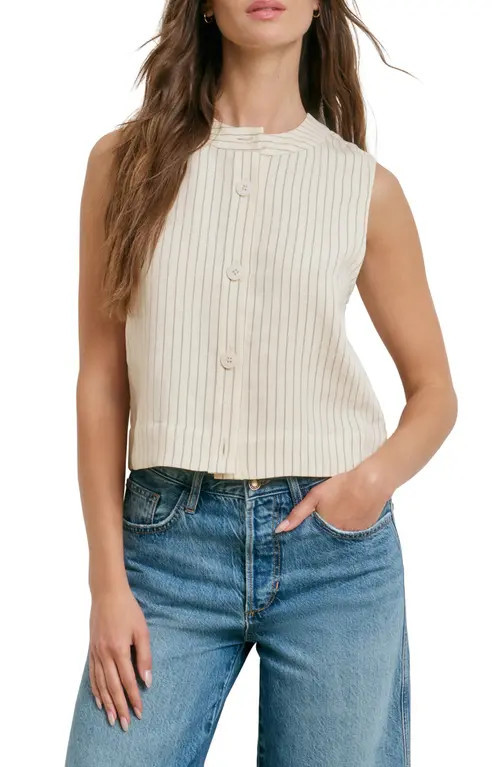 Favorite Daughter The Fine Line Pinstripe Button-Up Top in Cream Pinstripe at Nordstrom, Size Small | Nordstrom