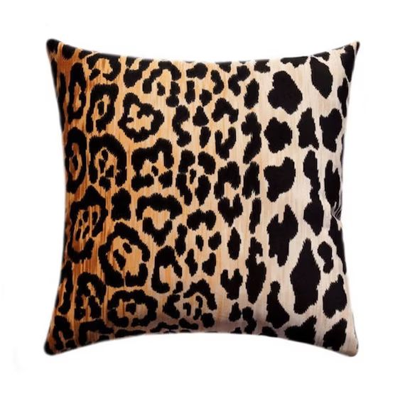 Velvet Leopard Zipper Pillow Cover, Braemore Jamil Cushion Cover, Velvet Animal Pillow Cover, Che... | Etsy (US)
