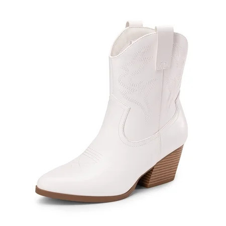DREAM PAIRS Women s Cowboy Cowgirl Boots Embroidered Stitched Short Western Boots Low Chunky Heel Pointed Toe Ankle Booties | Walmart (US)