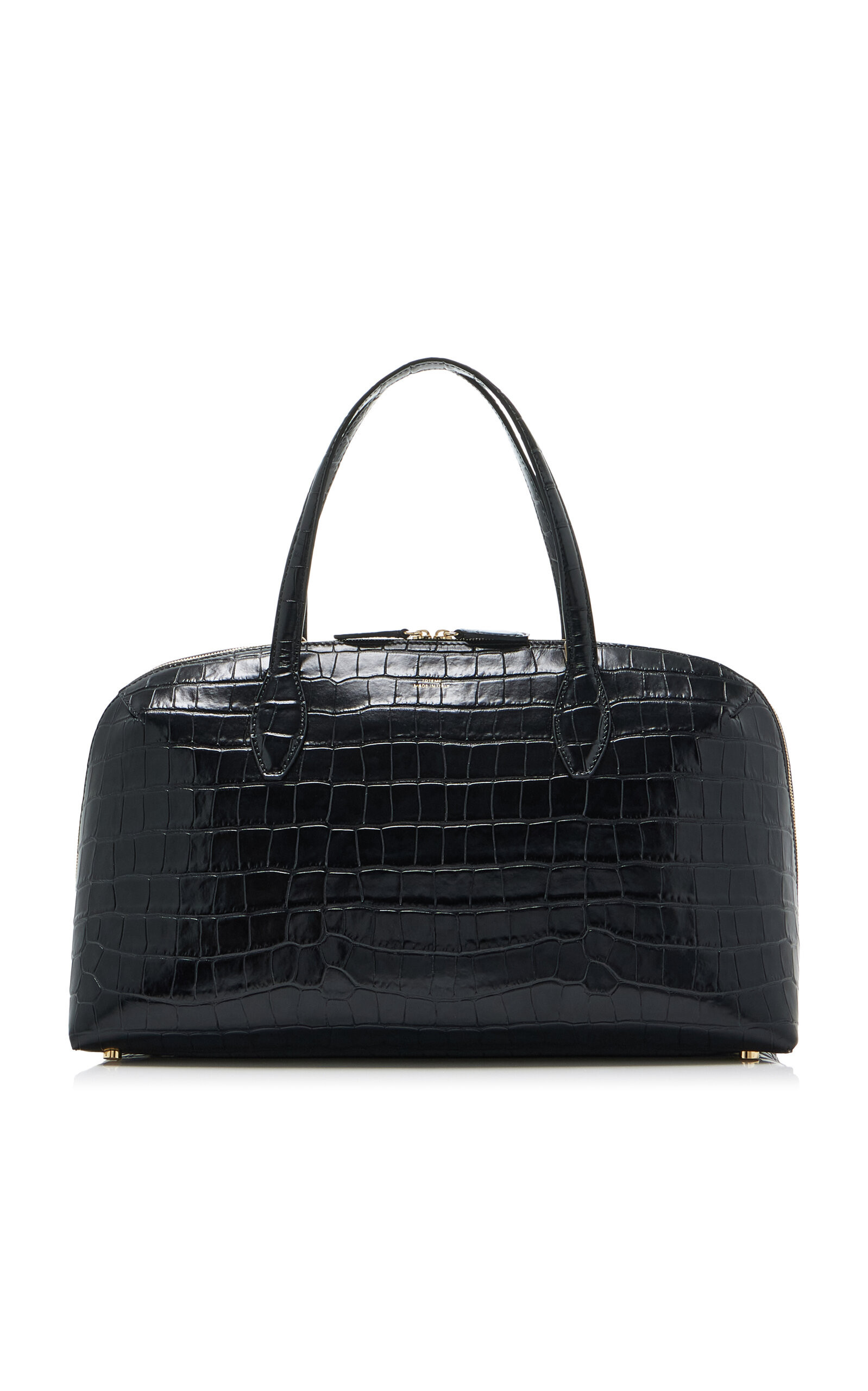 Toteme - Lounge Medium Croc-Embossed Leather Tote Bag - Black - OS - Moda Operandi | Moda Operandi (Global)