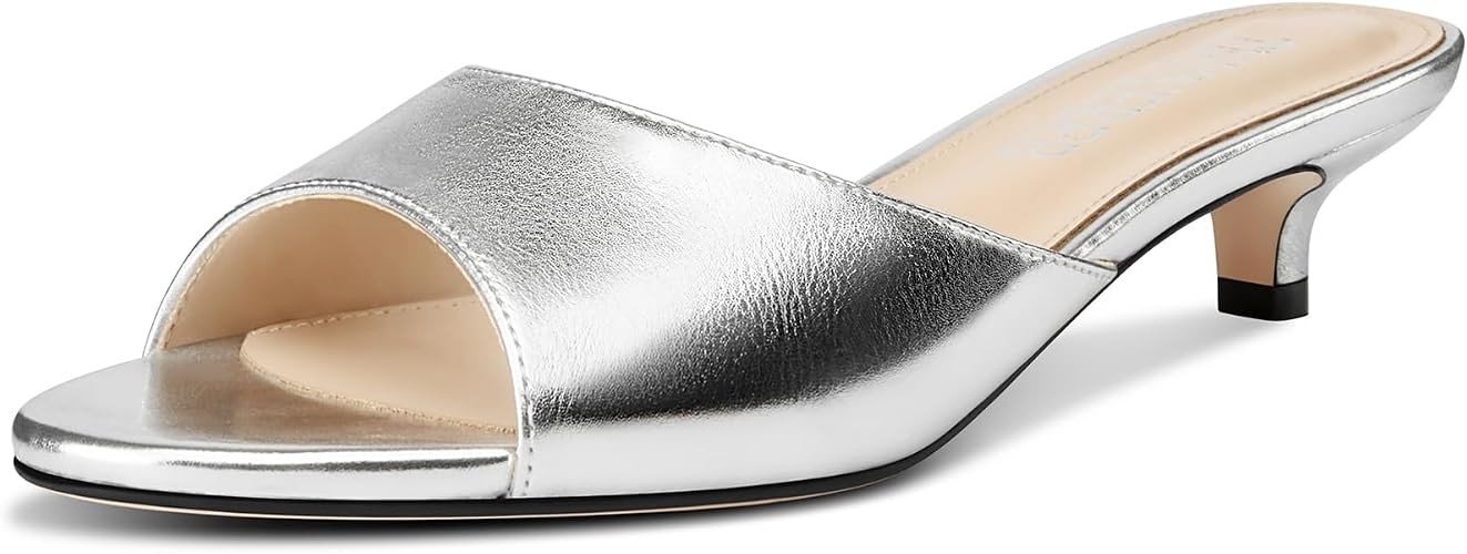 TNYNFBEB Womens Low Kitten Heel Open Toe Sandals Mules Shoes Slingback Prom Party Dress Summer 1.... | Amazon (US)