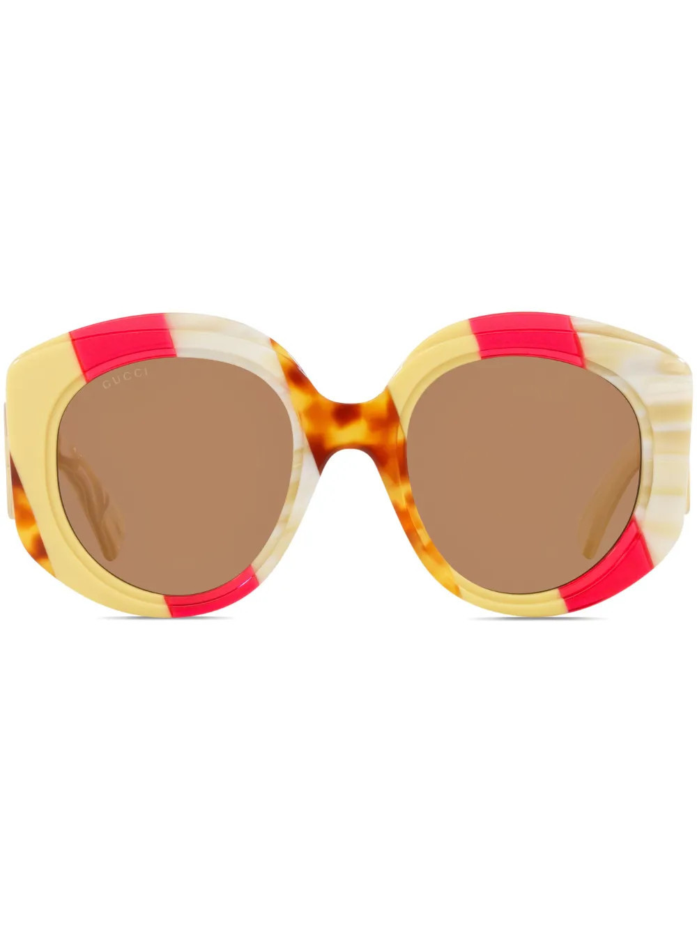 Gucci Eyewear oversize-frame striped sunglasses - Green | Farfetch Global