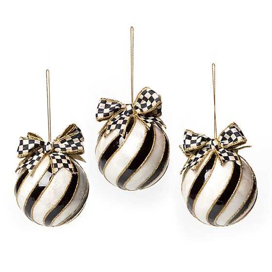 Striped Swirl Capiz Ornaments - Set of 3 | MacKenzie-Childs