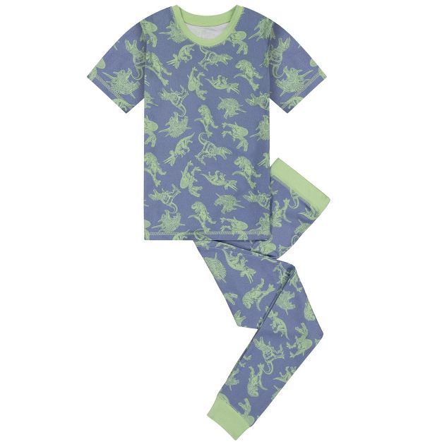 Sleep On It Boys Green Dino Super Soft Snug Fit 2-Piece Pajama Sleep Set | Target