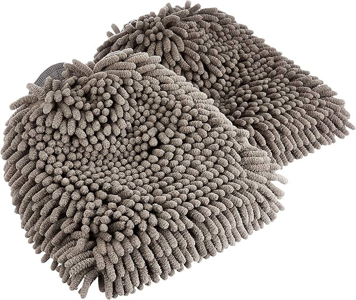 Amazon Basics Absorbent Microfiber Car Wash Drying Mitts, 2 Pack, Gray, 10.44" L x 9.06" W | Amazon (US)