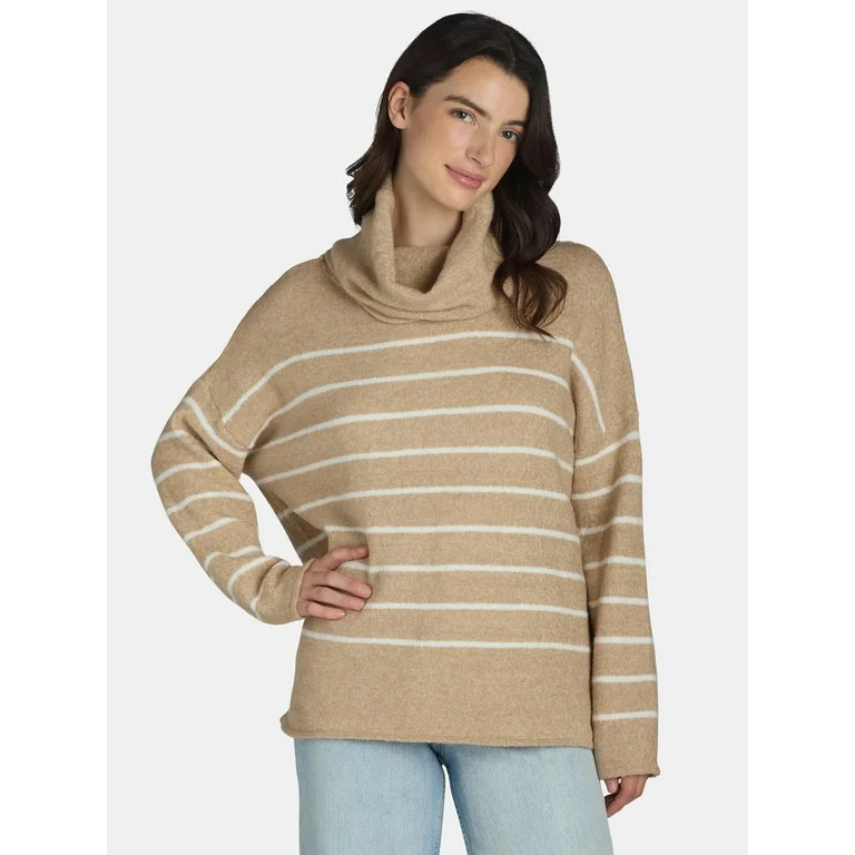 Dreamers by Debut Women’s Cowl Neck Sweater with Long Sleeves, Midweight, Sizes XS-XL - Walmart... | Walmart (US)
