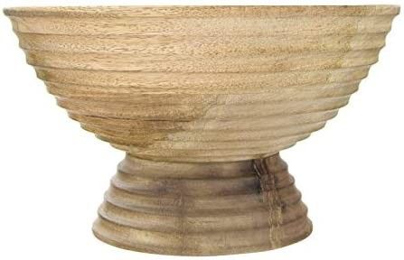 Creative Co-Op DF2440 Ridged Mango Wood Footed Bowl, Brown | Amazon (US)