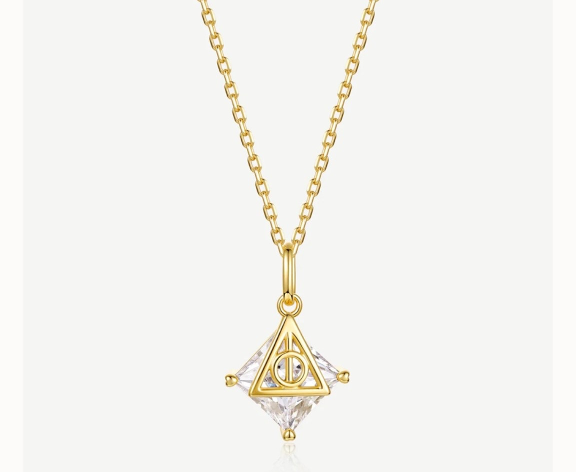 Perfect everyday deathly hallows necklace. Gold and sparkle.