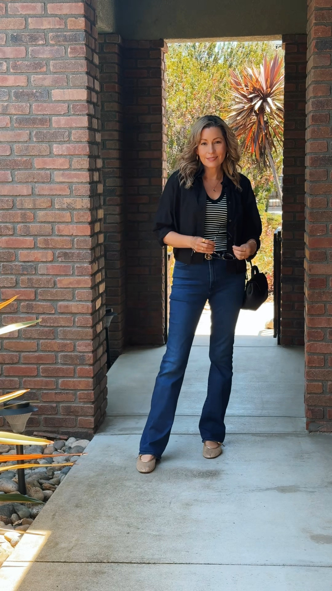 Errand day, but make it chic 🖤 I threw on this cropped cotton poplin button-up from Banana Republic, classic Mother Denim barely bootcut jeans, and an easy striped tank from Anthropologie. Added a little polish with my gold mesh Mary Jane flats from J.Crew Factory and my favorite Polène “Three Leathers” bag. Comfortable, elevated, and ready for anything on the go.

ootd, fashionover30, fashionover40, fashionover50, casualoutfits, stylishandgrateful, stylish&grateful, modestoutfits, classy casual, everydaystyle, poleneparis, jcrewfactorystyle, bananarepublicstyle, anthropologieoutfit, motherdenim, goldflats

#LTKOver40 #LTKSeasonal #LTKSaleAlert