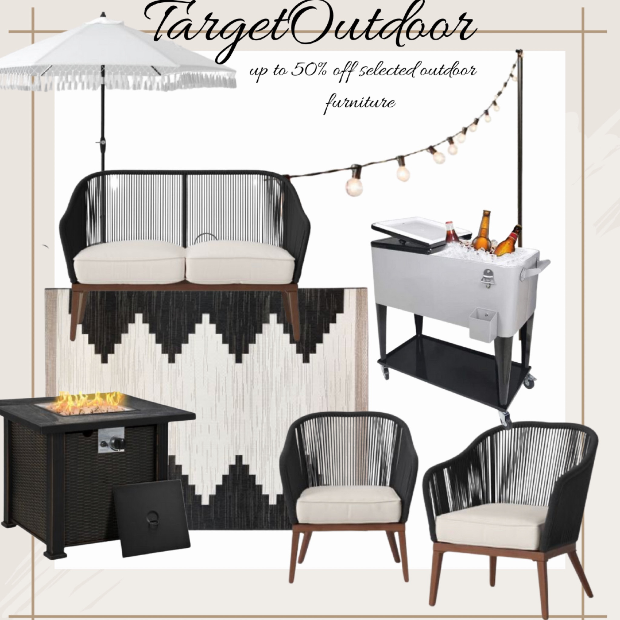 Summer time is right round the corner ☀️🕶️time to update that patio furniture you want to do. Target 🎯 is having up to 50% selected patio furniture. I created something that would fit my small patio and I can’t wait to get it home. 
#outdoor #outdoorfurniture #summer #patio #bbq 