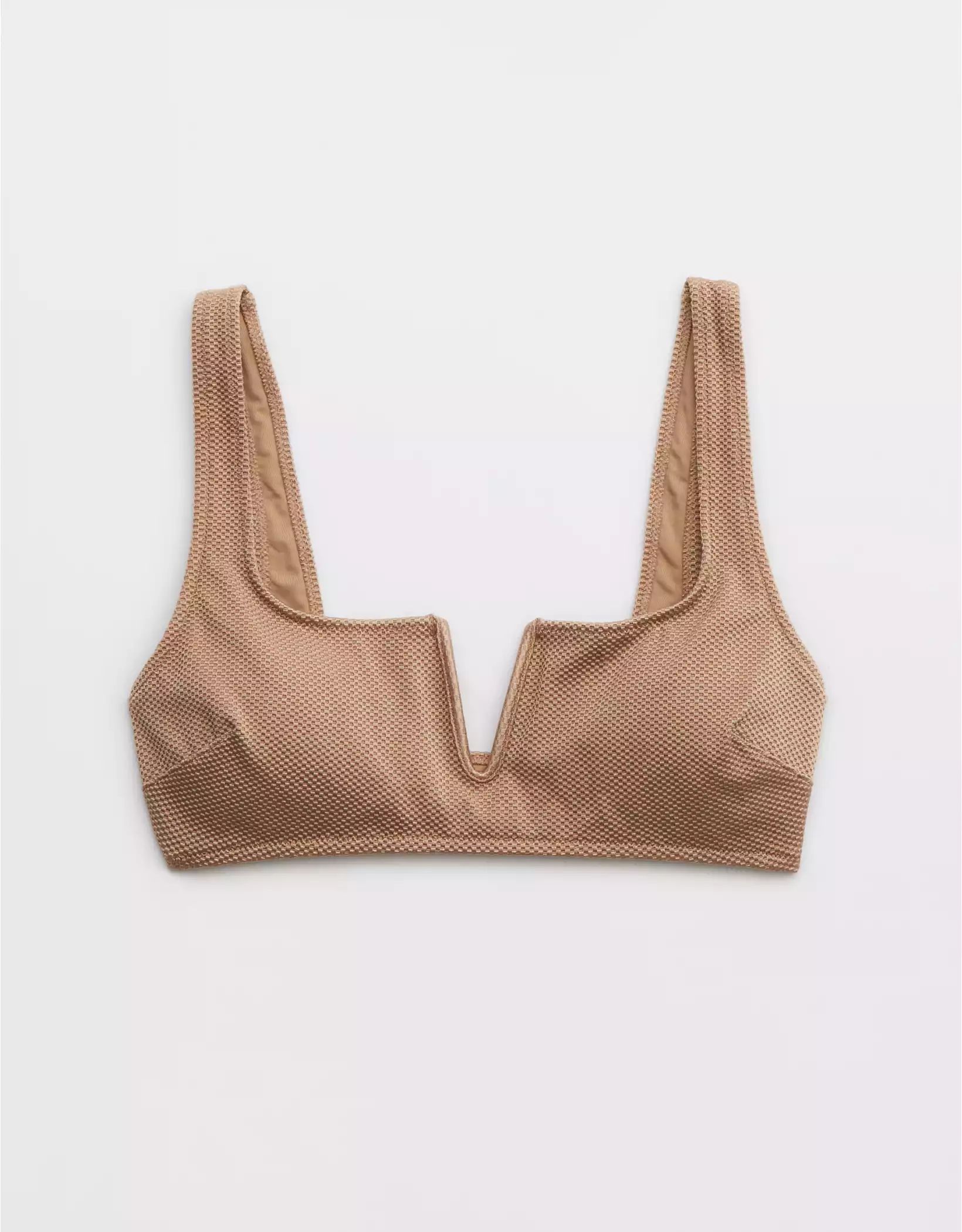 Aerie Shine Pique V Wire Scoop Bikini Top | American Eagle Outfitters (US & CA)