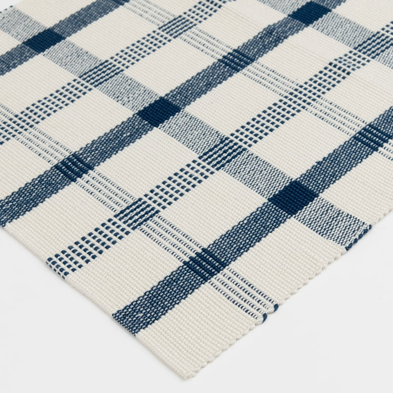 Mainstays 24"x36" Blue Plaid Outdoor Layering Rug | Walmart (US)