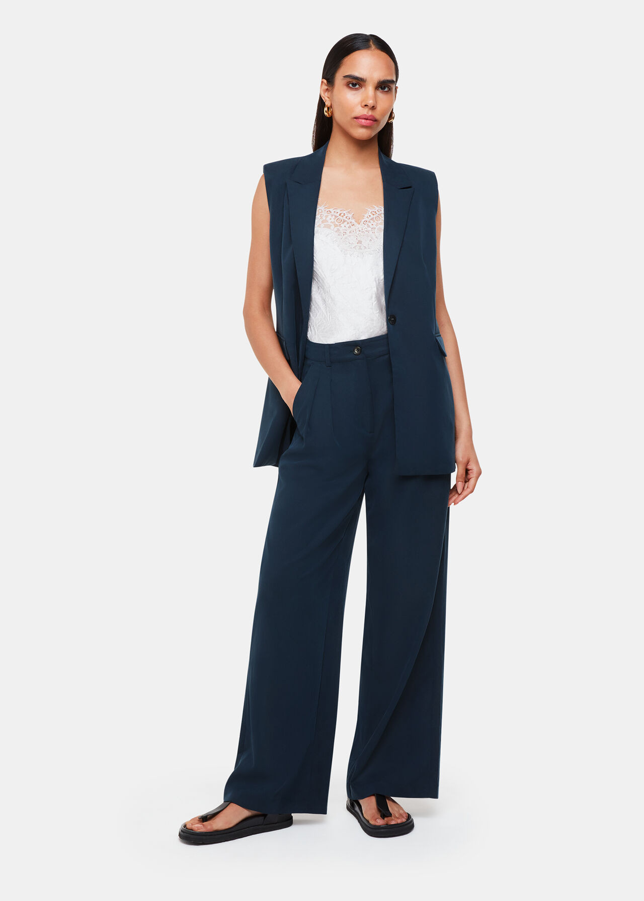 Navy Joss Tailored Trouser | WHISTLES | Whistles UK | | Whistles