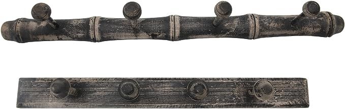 Creative Co-Op Reclaimed Wood Distressed Finish and 4 Hooks Each, Set of 2 Wall Décor, Black | Amazon (US)
