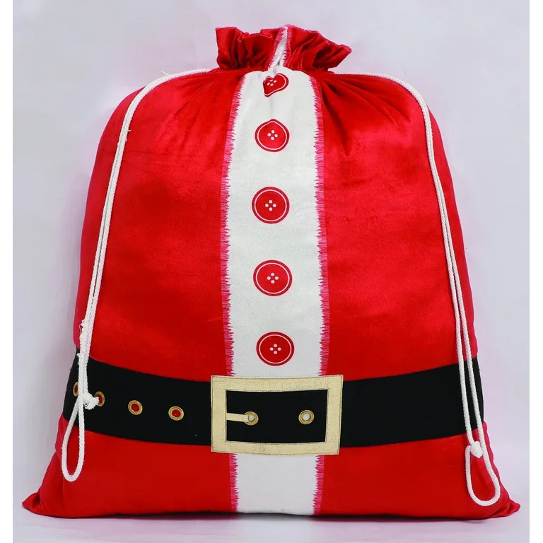 Extra Large Red Santa Suit Christmas Fabric Gift Sack, 30" x 36", by Holiday Time | Walmart (US)