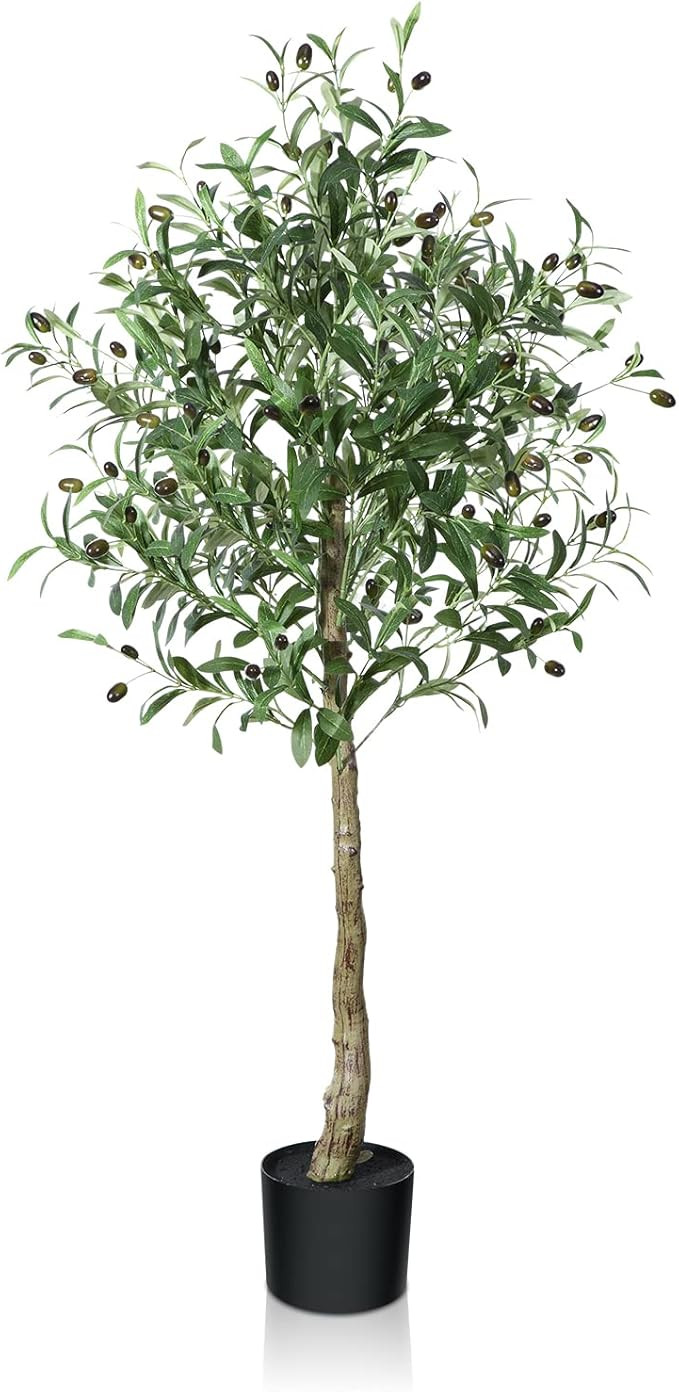 CROSOFMI Artificial Olive Tree Plant 4 Feet Fake Topiary Silk Tree, Perfect Faux Plants in Pot fo... | Amazon (US)