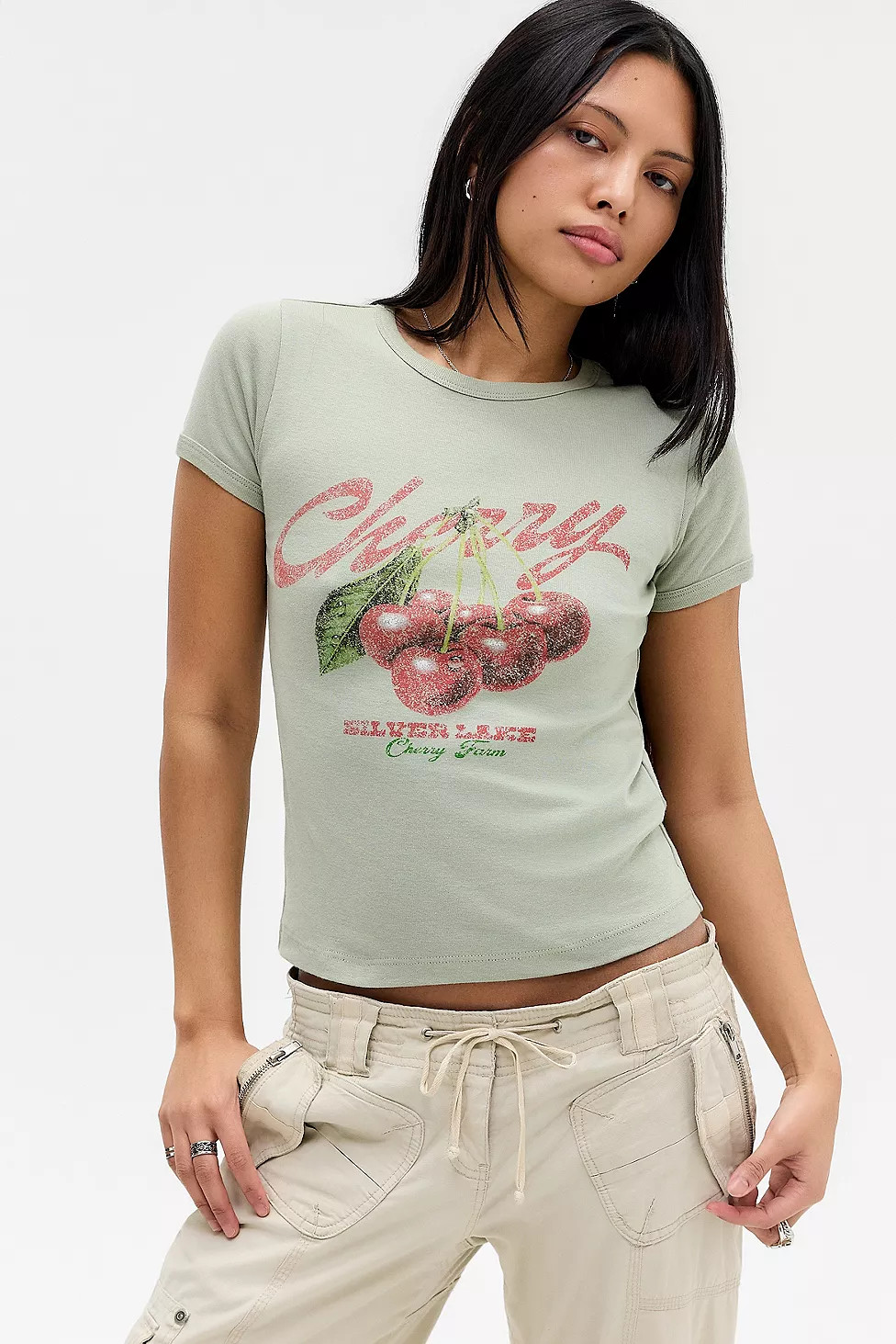 UO Cherry Silver Lake Baby T-Shirt | Urban Outfitters UK