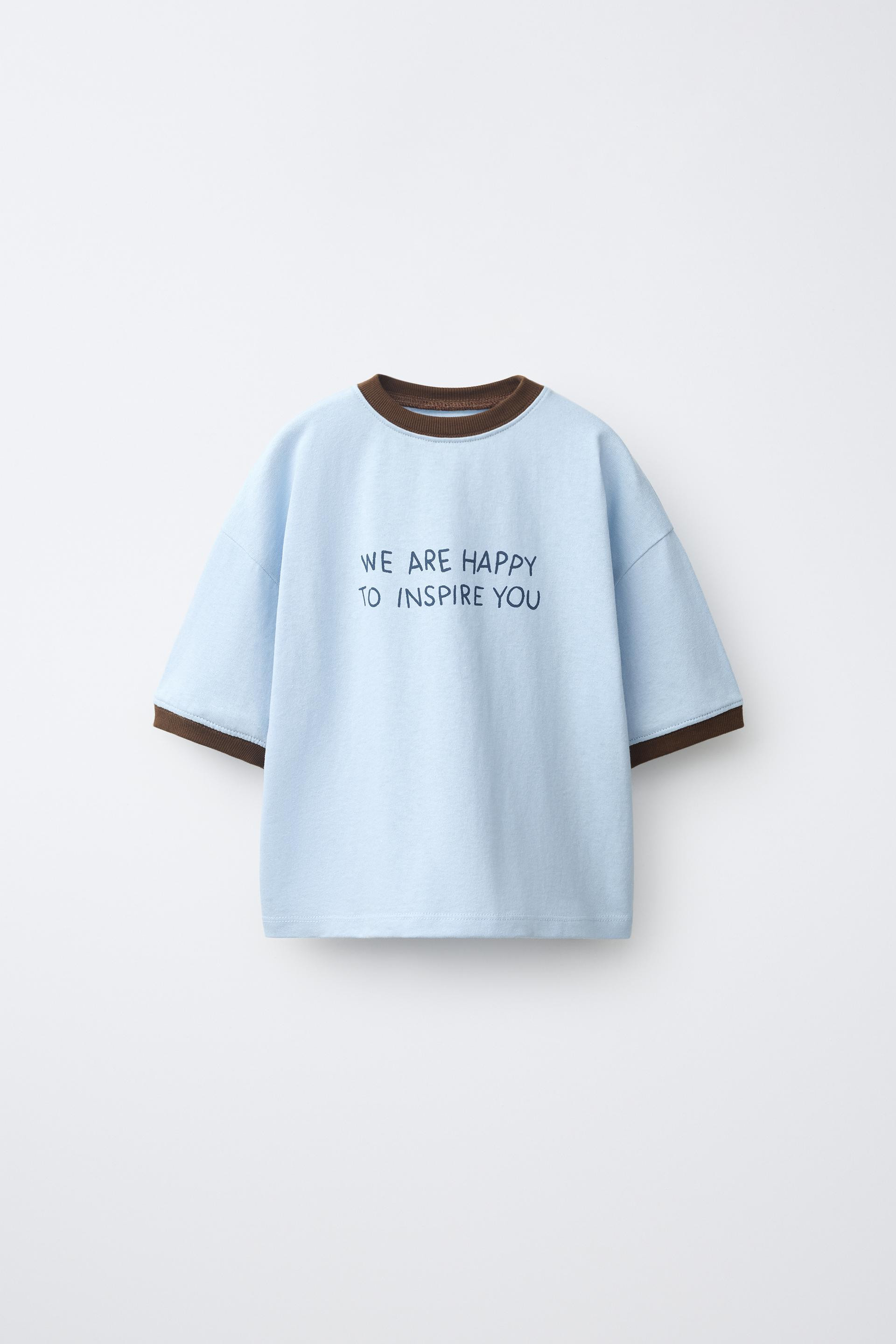 Zara - Text Print T-Shirt - Light Blue - 4 Years (40,9 Inches) - Kids | Zara US