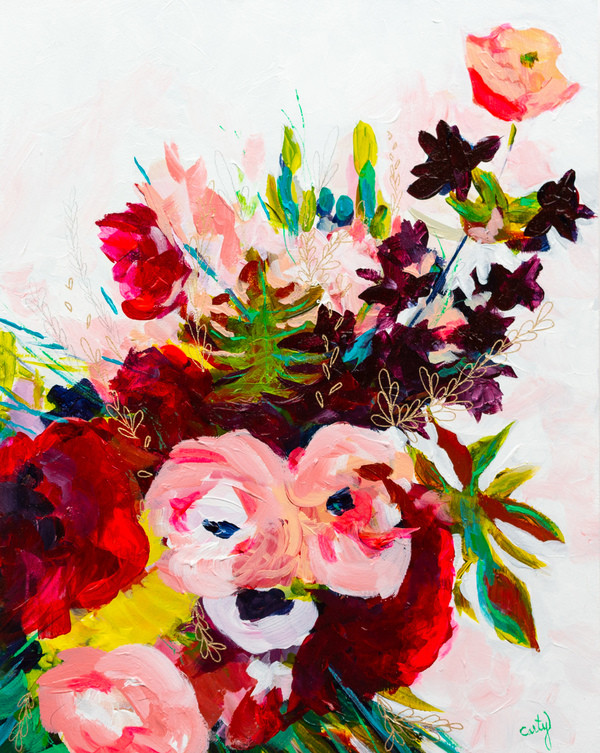 Side of Joy-Bright Abstract Floral Painting Print | Artfully Walls